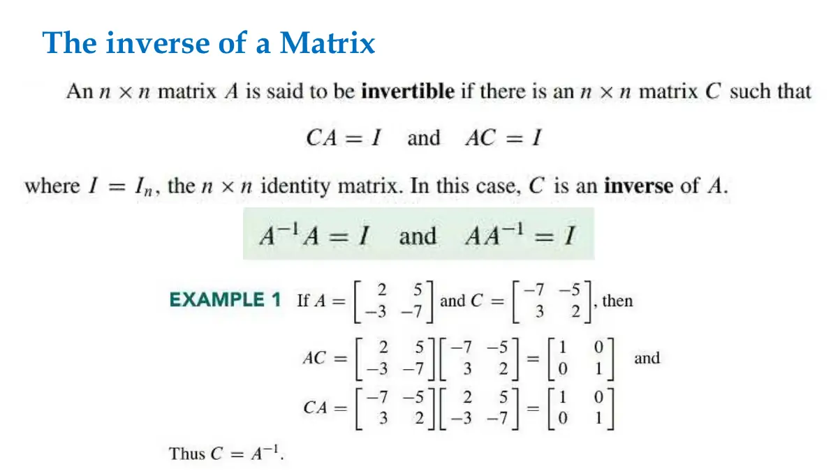 Slide 1: The inverse of a Matrix