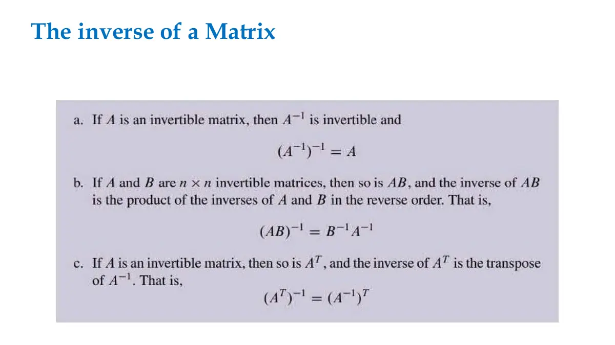 Slide 4: The inverse of a Matrix