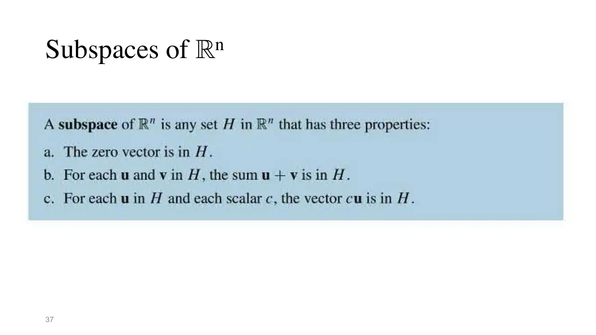 Slide 1: Subspaces of R
