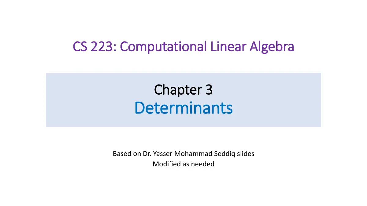 Slide 1: CS 223: Computational Linear Algebra