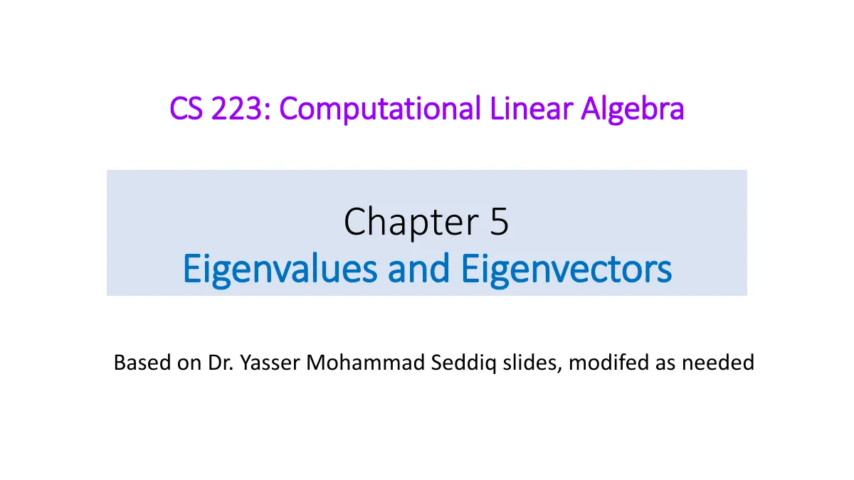 Slide 1: CS 223: Computational Linear Algebra
