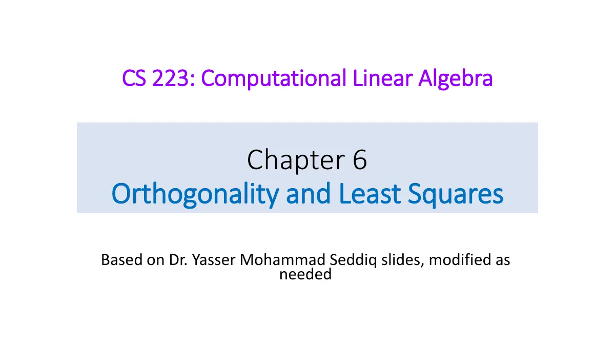 Slide 1: CS 223: Computational Linear Algebra