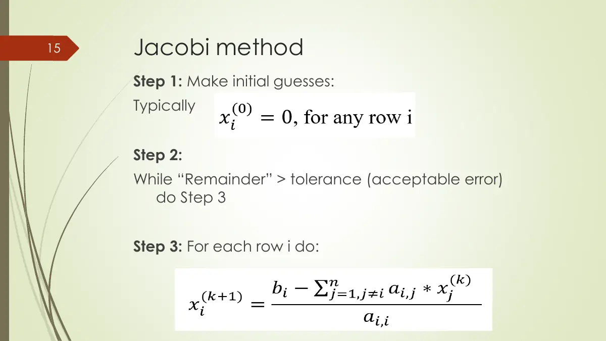 Slide 15: Jacobi method