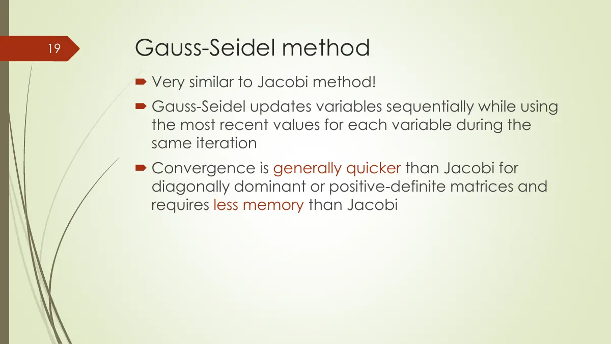 Slide 19: Gauss-Seidel method