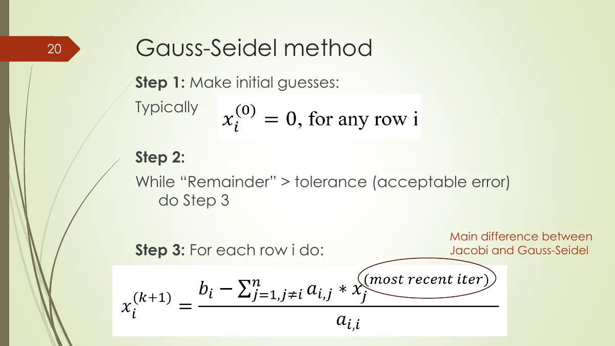 Slide 20: Gauss-Seidel method