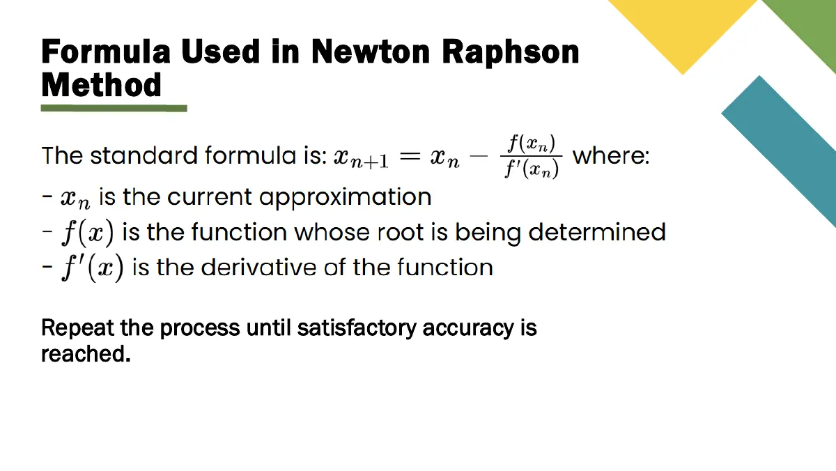 Slide 3: Formula Used in Newton Raphson Method