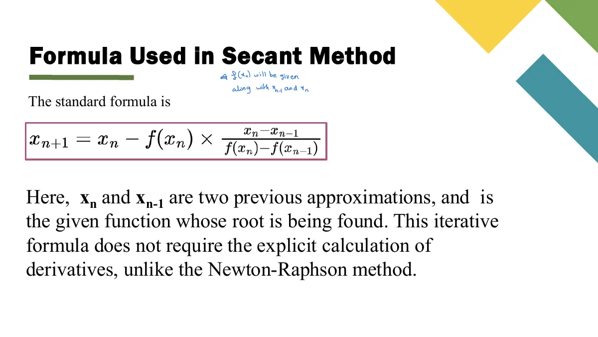 Slide 10: Formula Used in Secant Method