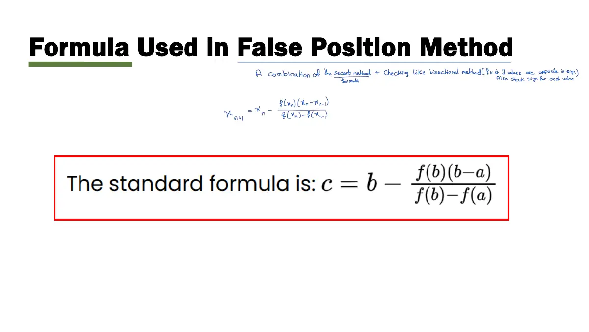 Slide 13: Formula Used in False Position Method