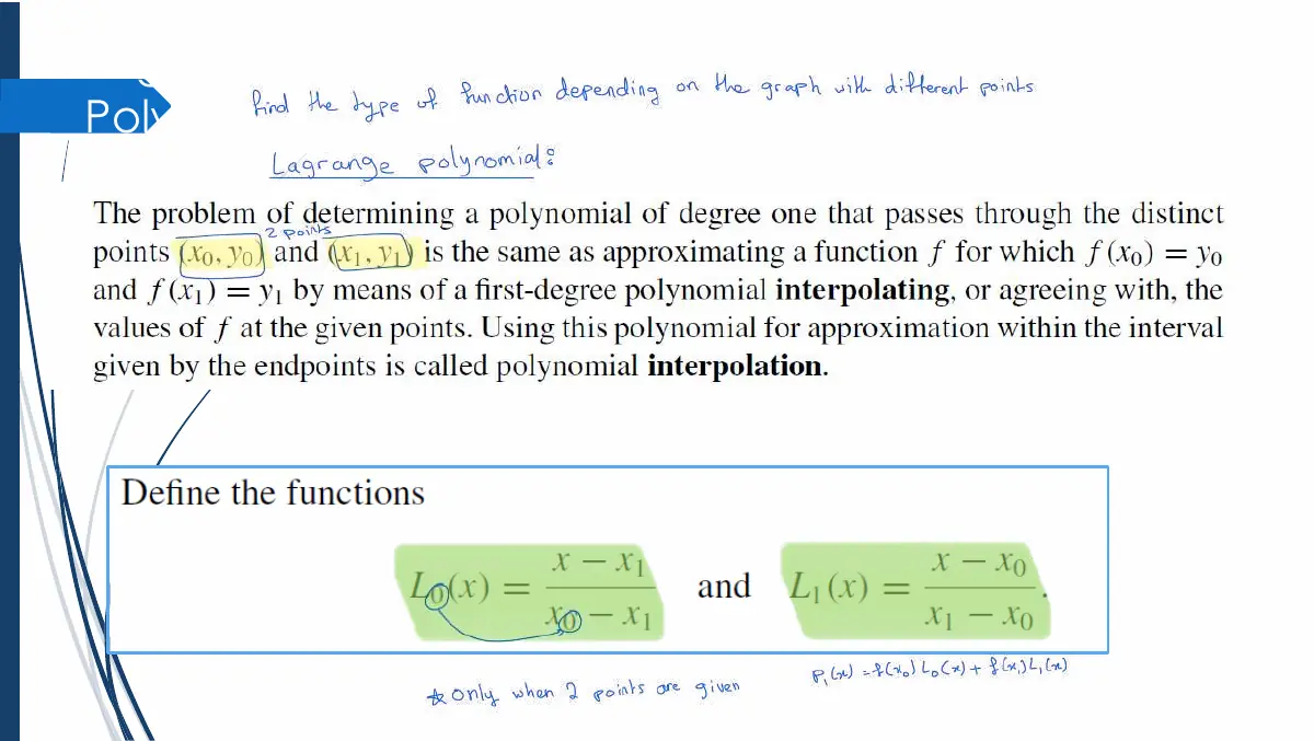 Slide 2: Lagrange Interpolating Polynomials