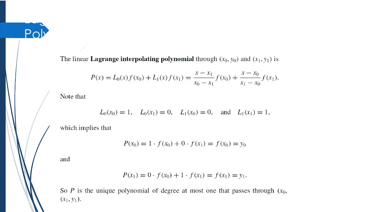 Slide 3: Lagrange Interpolating Polynomials