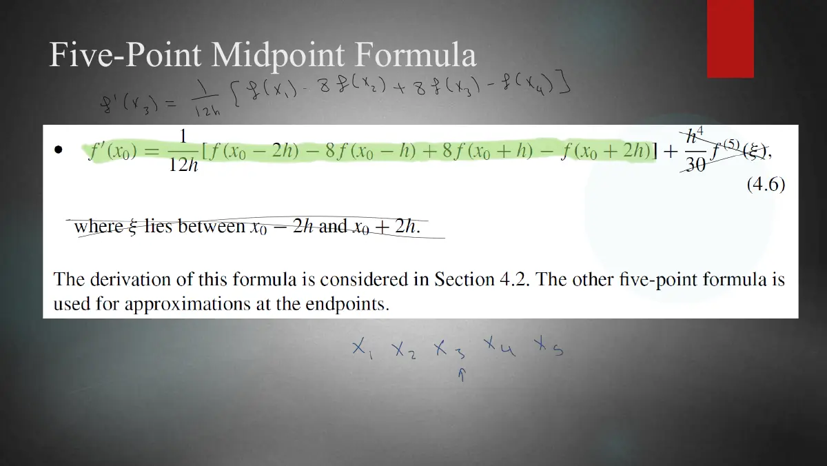 Slide 6: Five-Point Midpoint Formula