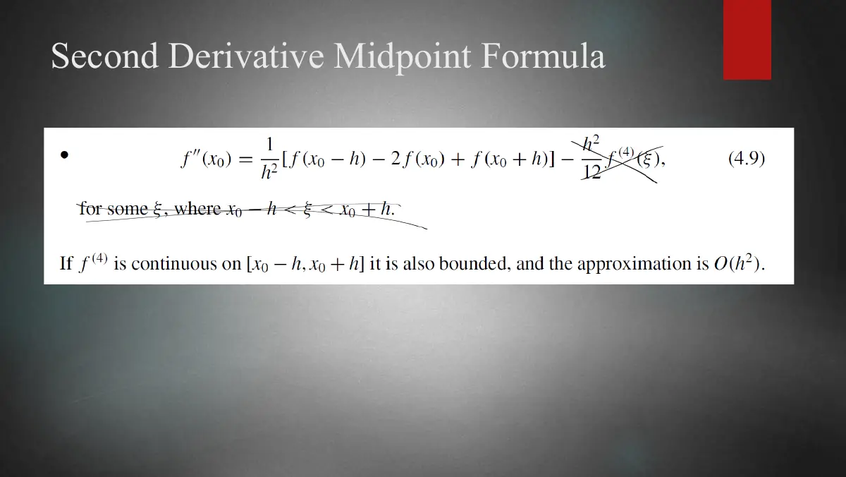 Slide 8: Second Derivative Midpoint Formula