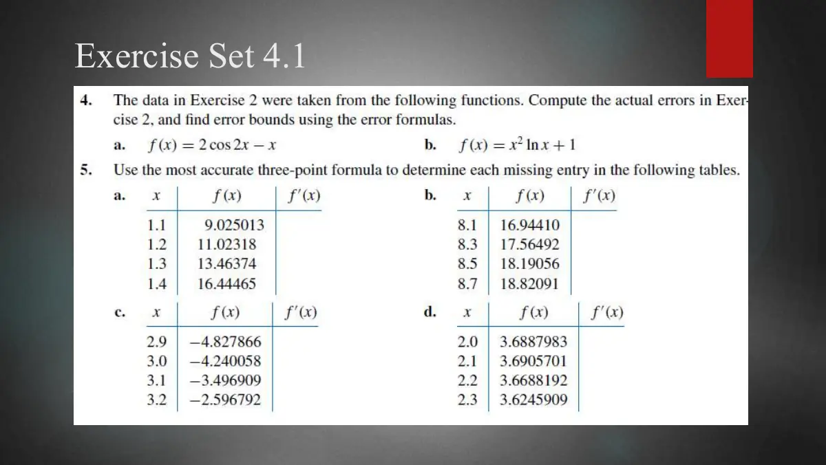 Slide 13: Exercise Set 4.1