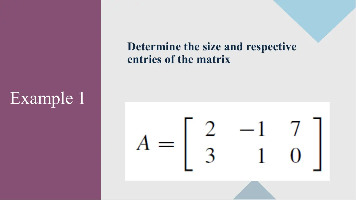 Slide 3: Determine the size and respective entries of the matrix