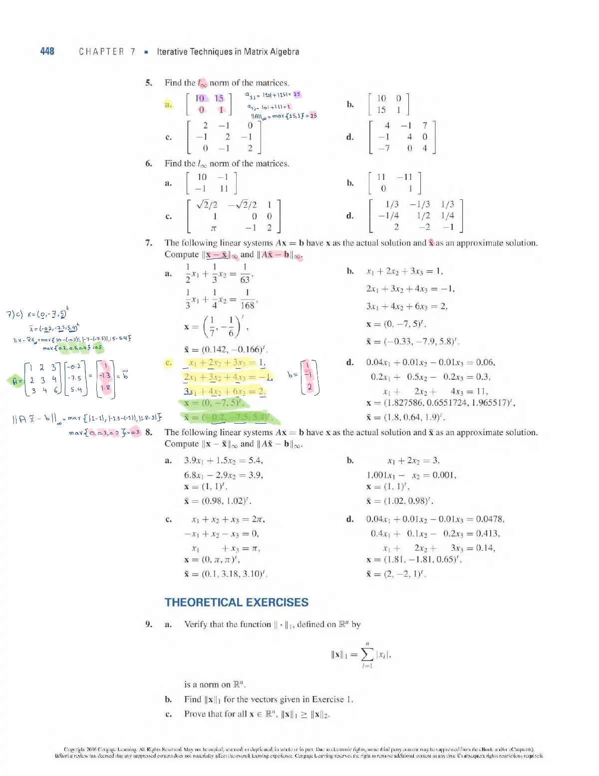 Slide 3:  Iterative Techniques in Matrix Algebra 448 CHAPTER 7