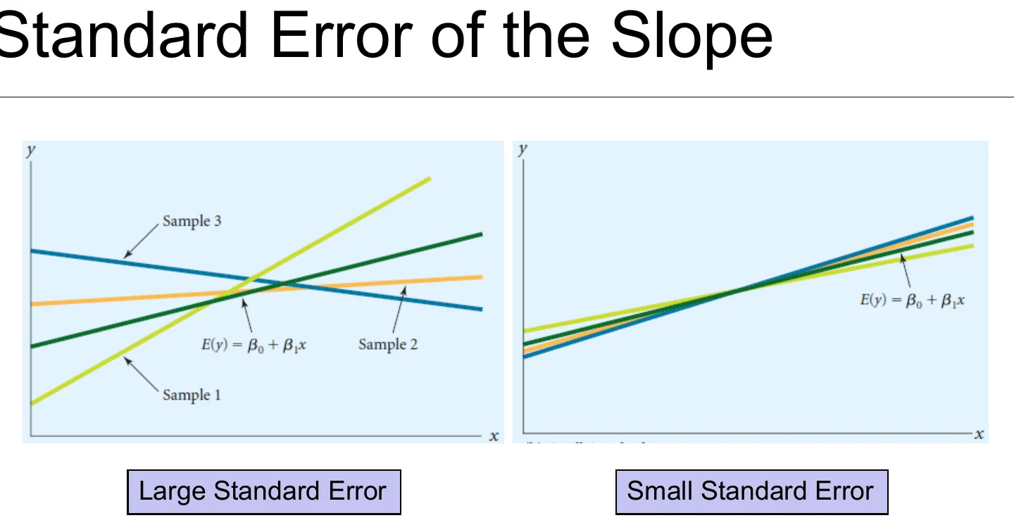 The standard error of the slope.