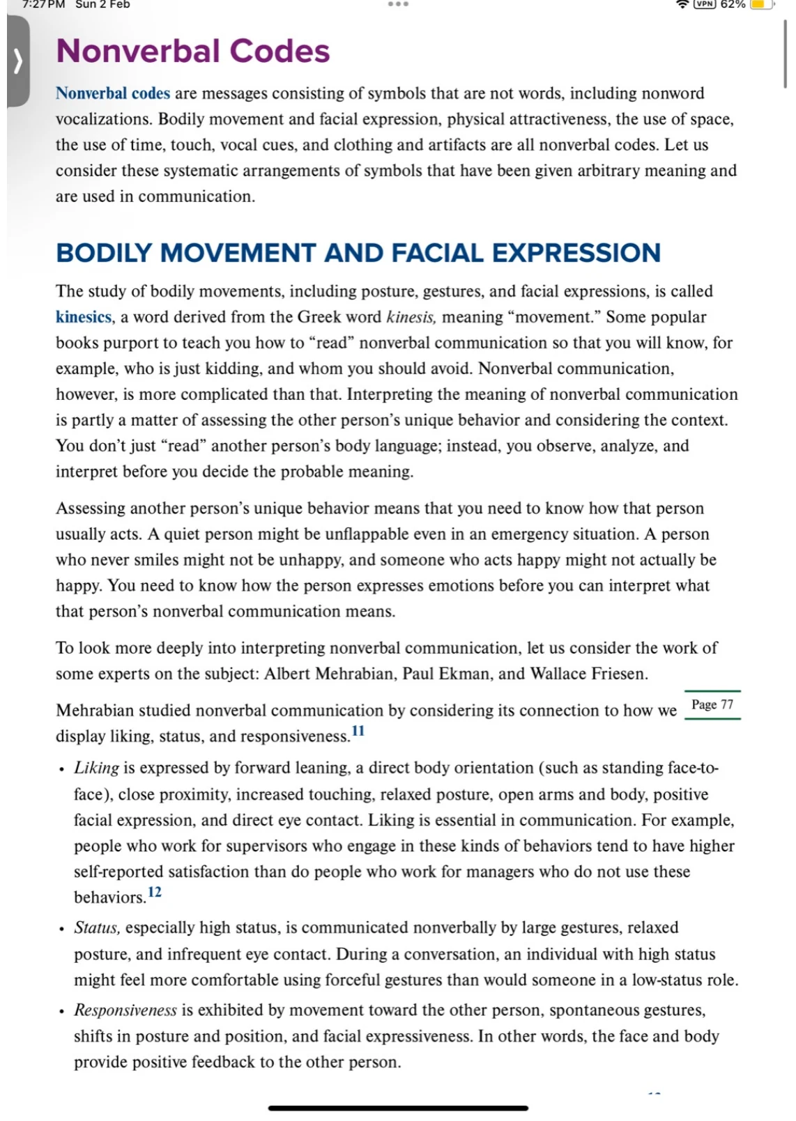 The nonverbal codes and what each one carries.