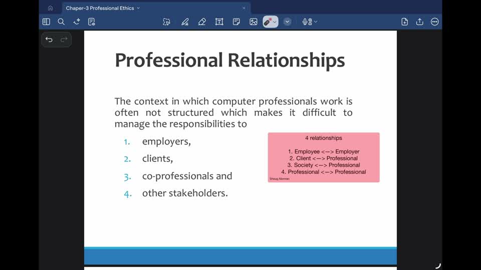 Slide from the Professional Ethics — Part 1 recording