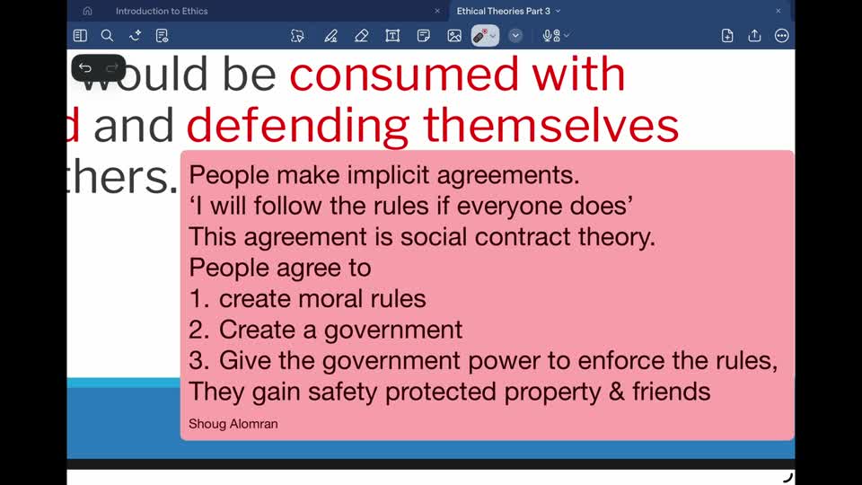 Slide from the Social Contract Theory — New Explanation recording