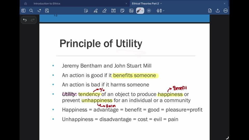 Slide from the Utilitarianism — Part 1 recording