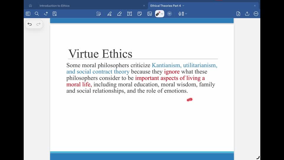 Slide from the Virtue Ethics — New Explanation recording