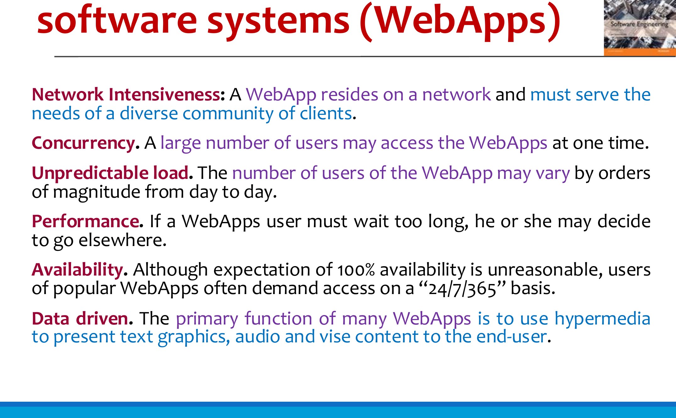 Attributes of Web-based software systems (WebApps)
