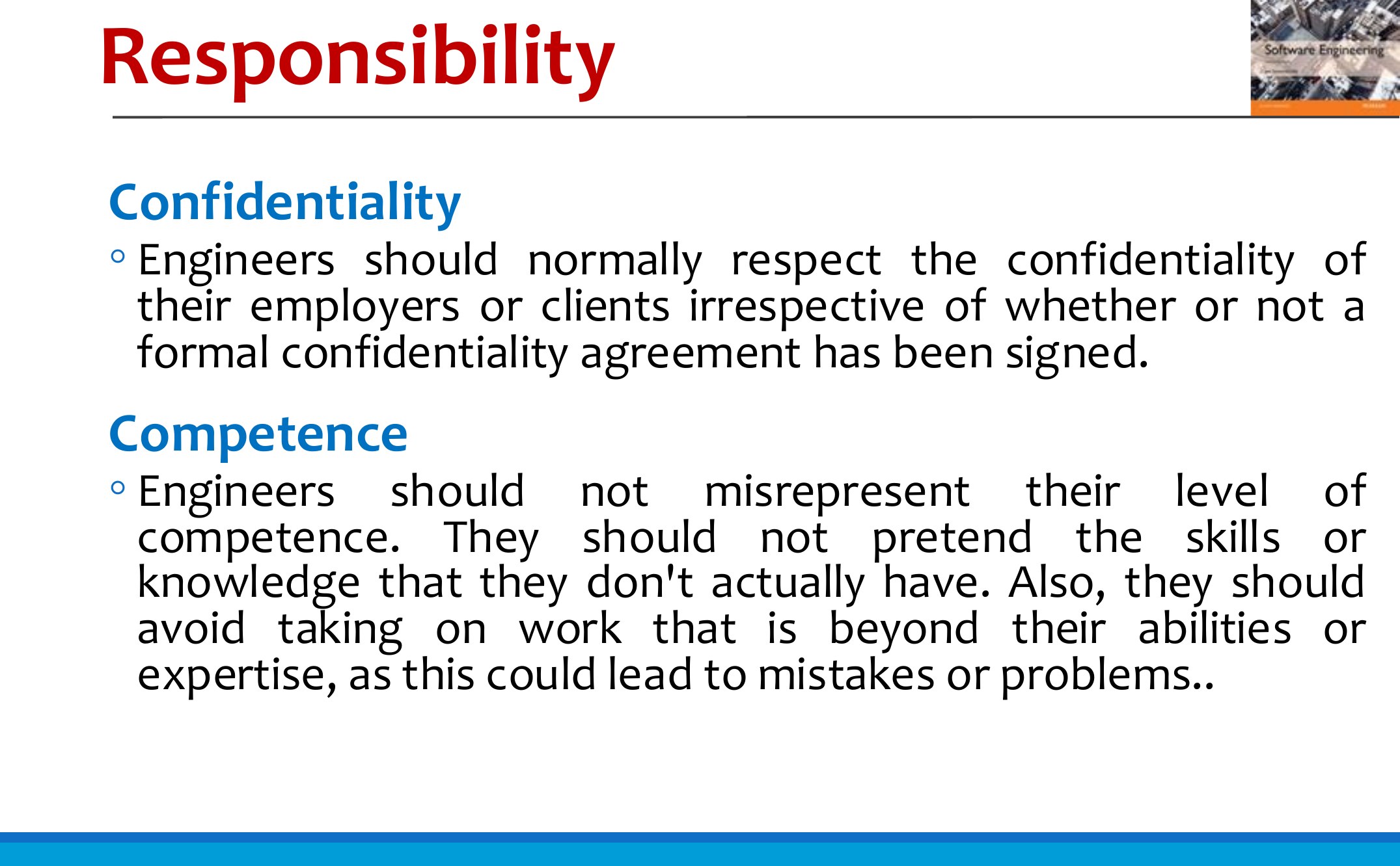 Issues of Professional Responsibility
