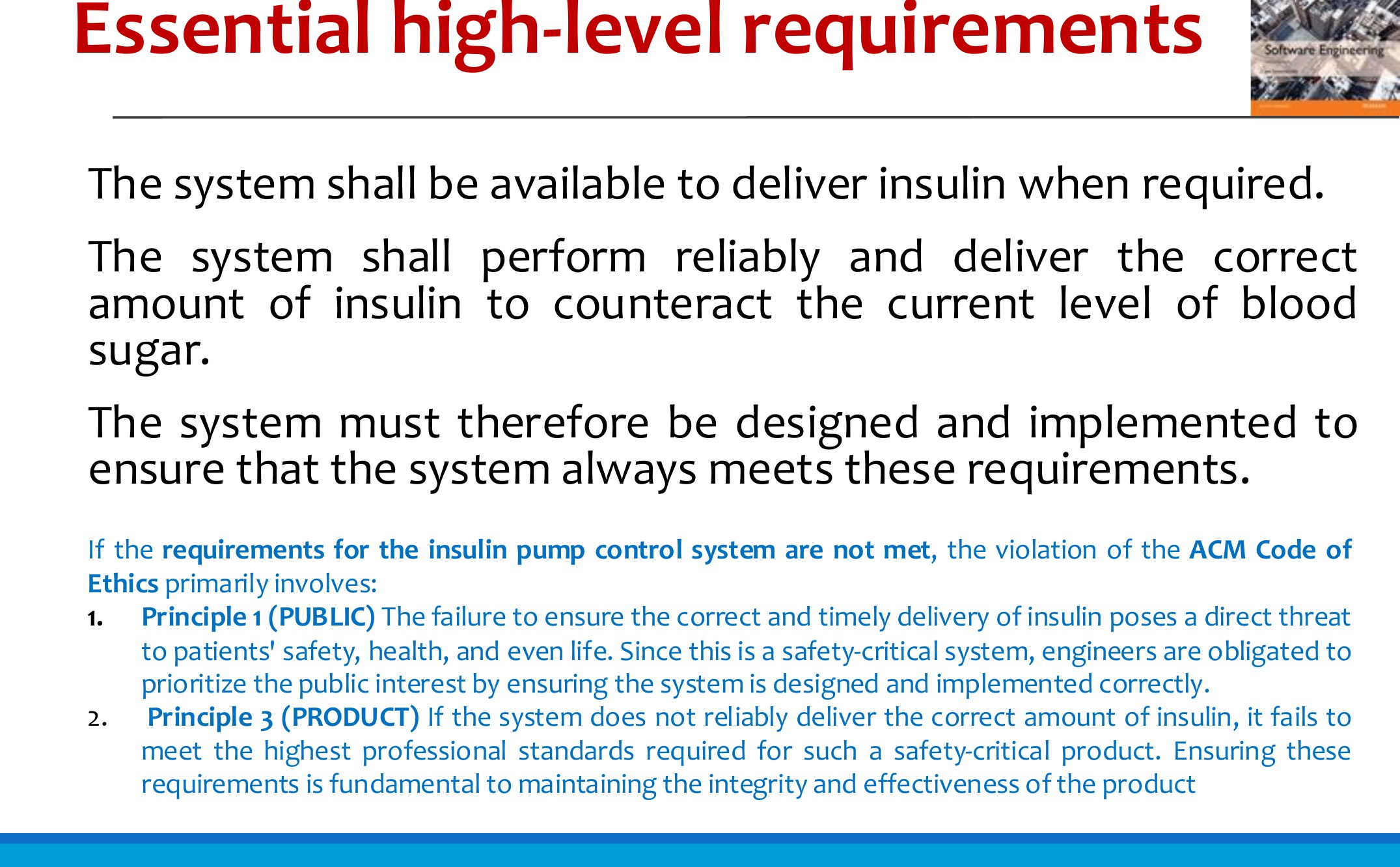 Essential high-level requirements