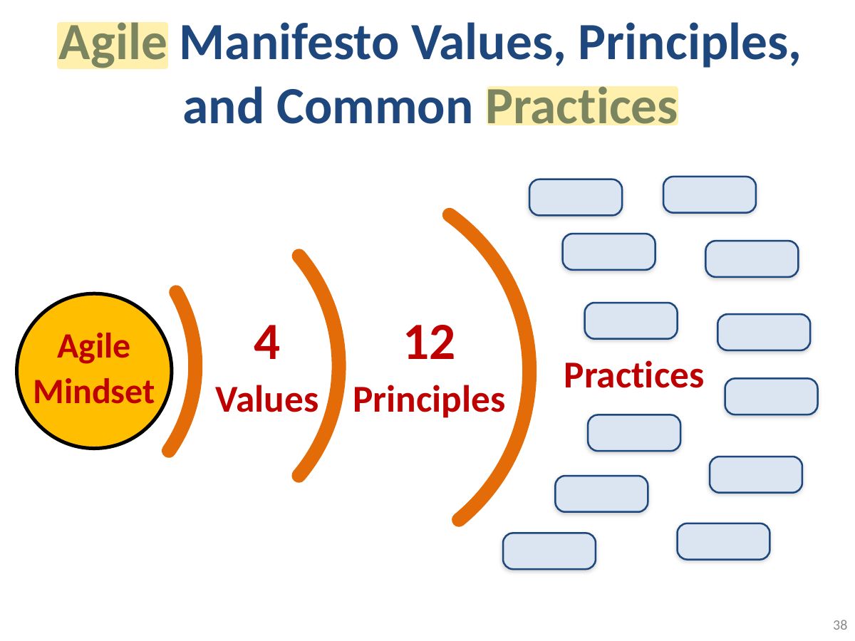 Slide 38: Agile Manifesto Values, Principles, and Common Practices