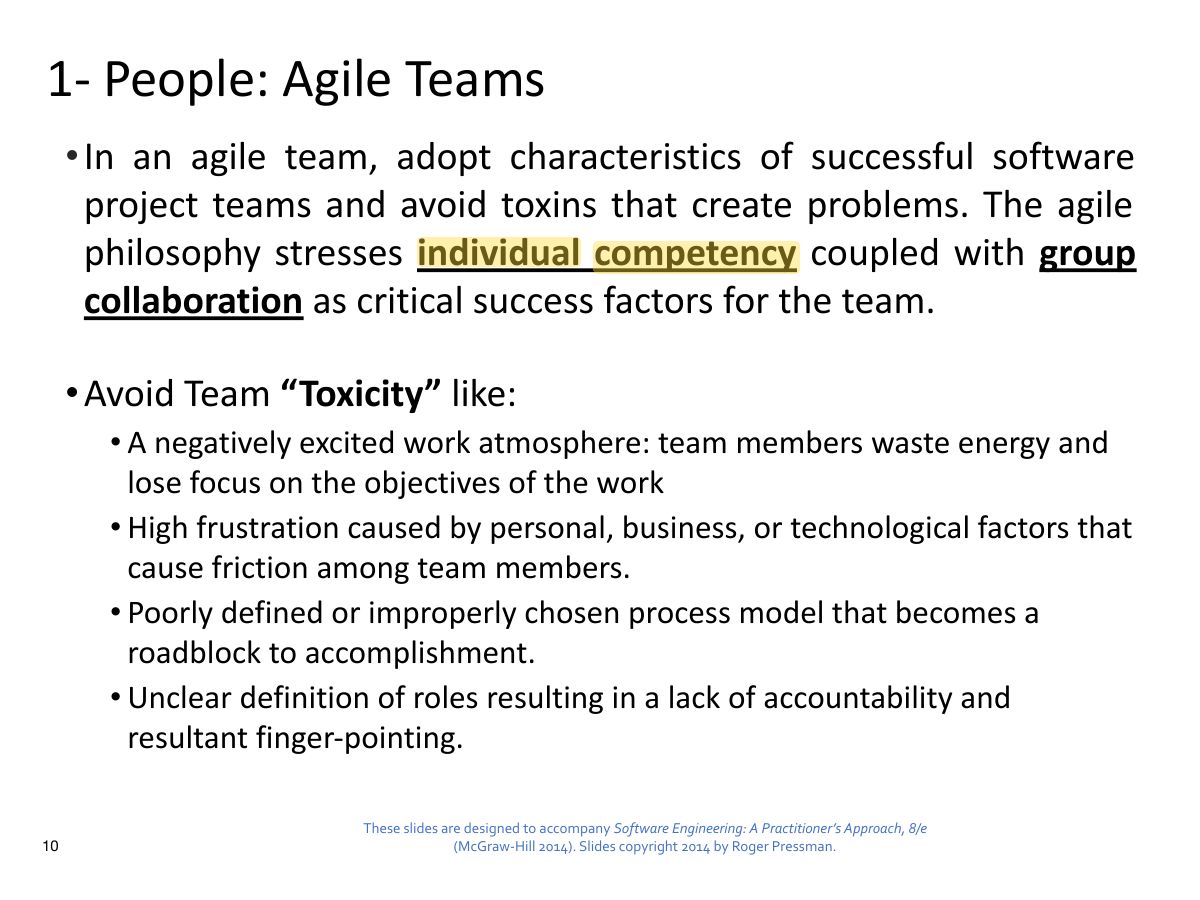 Slide 10: 1- People: Agile Teams