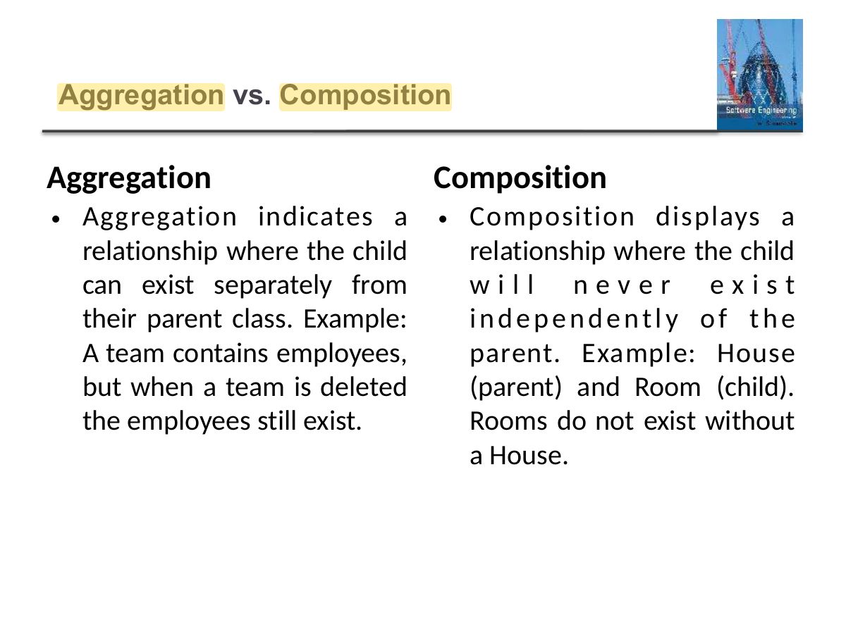 Slide 81: Aggregation vs. Composition