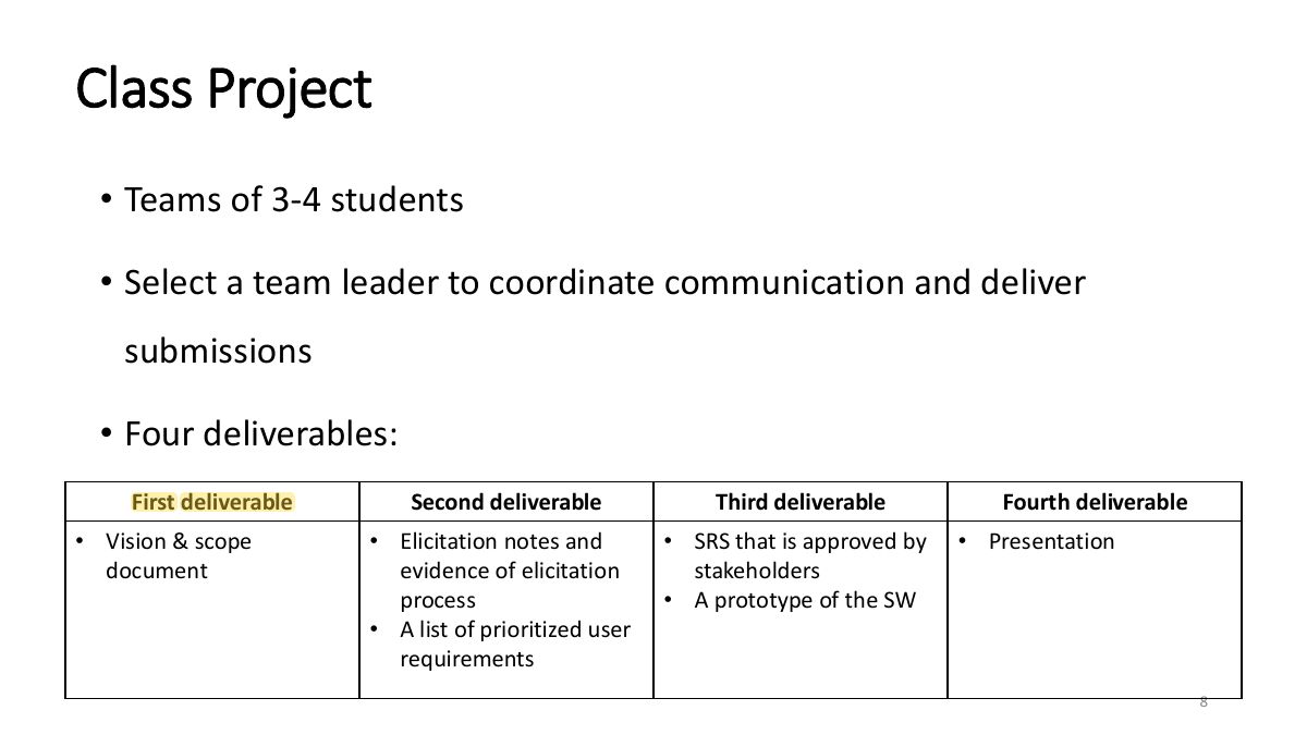 Slide 8: Class Project