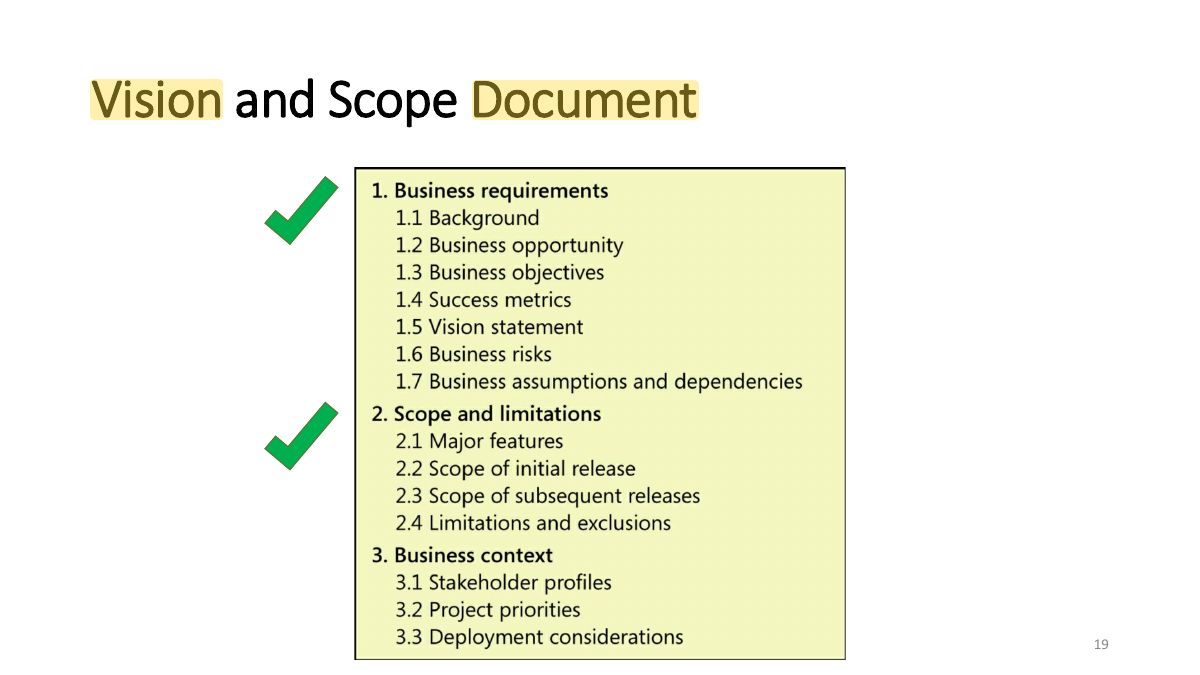 Slide 19: Vision and Scope Document