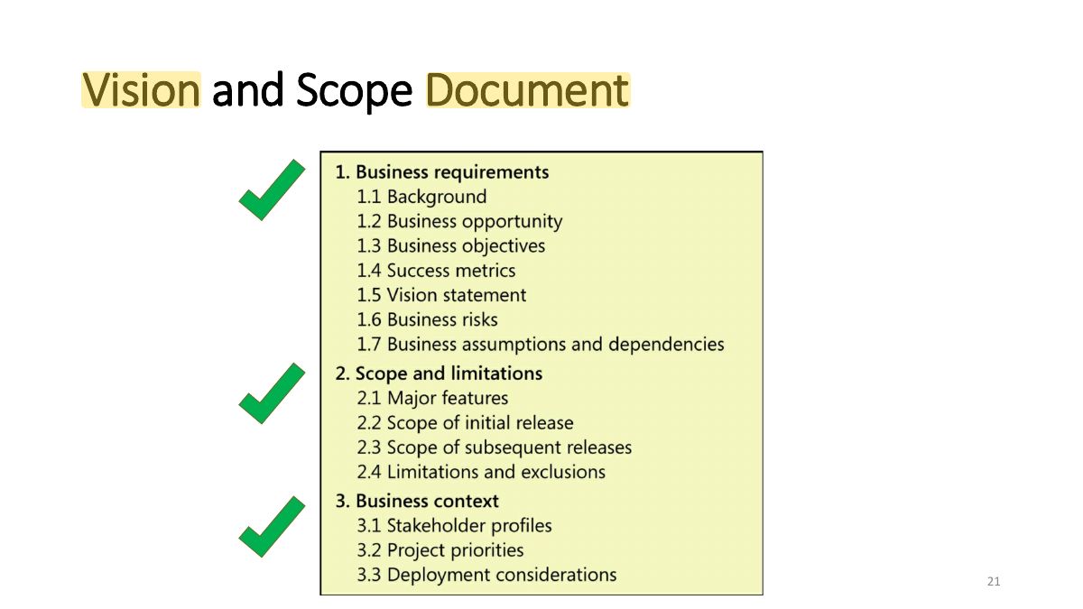 Slide 21: Vision and Scope Document