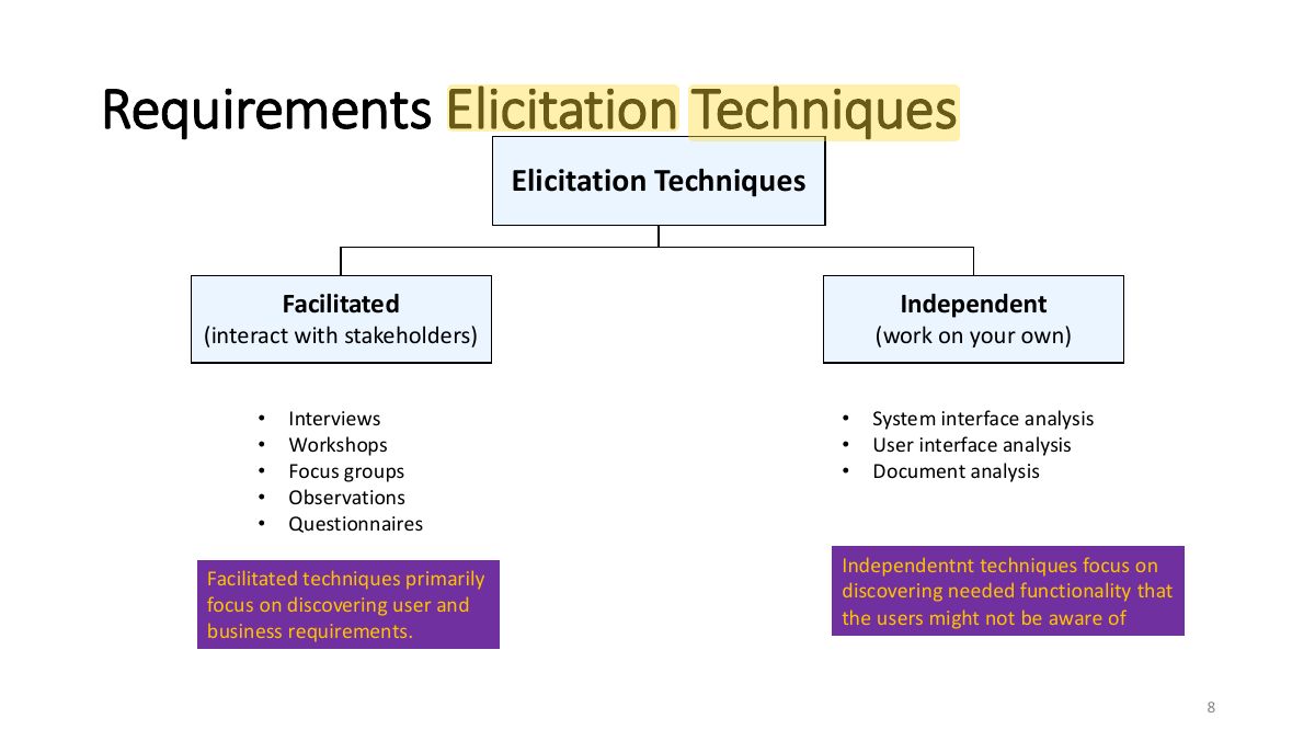 Slide 8: Requirements Elicitation Techniques