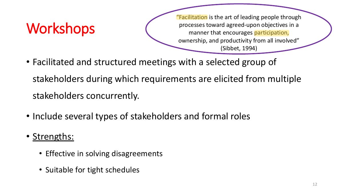 Slide 12: “Facilitation is the art of leading people through