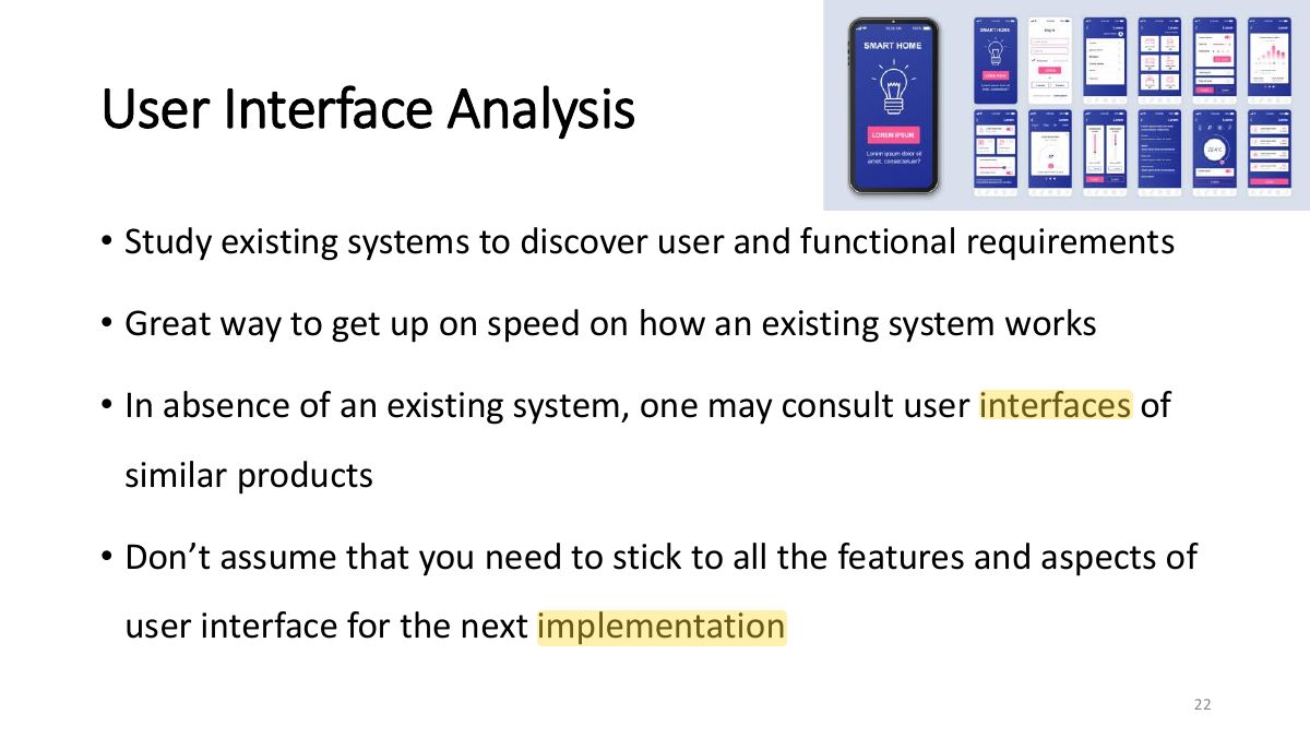 Slide 22: User Interface Analysis