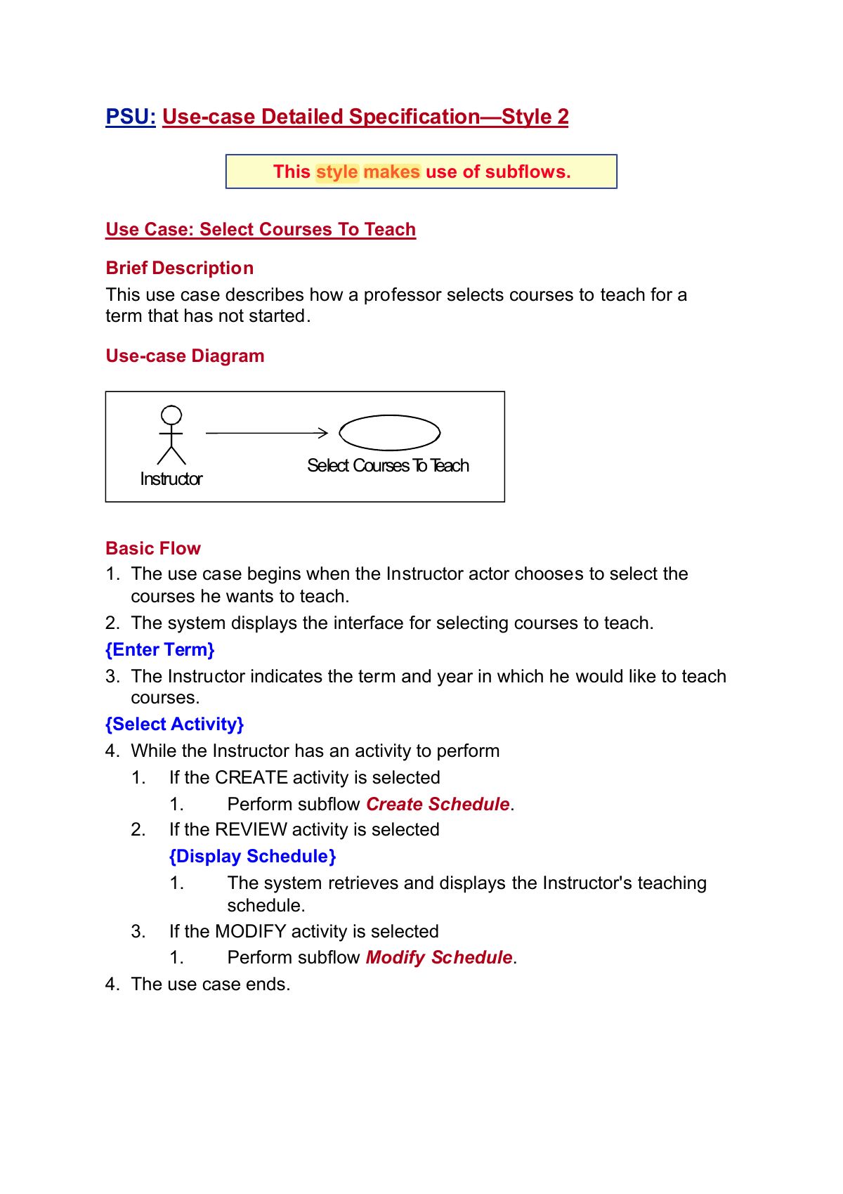 Slide 4: PSU: Use-case Detailed Specification — Style 2