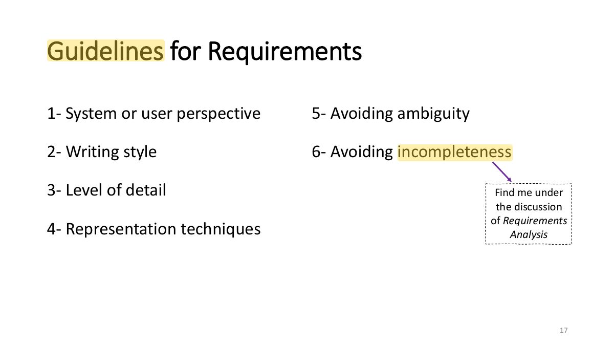 Slide 17: Guidelines for Requirements