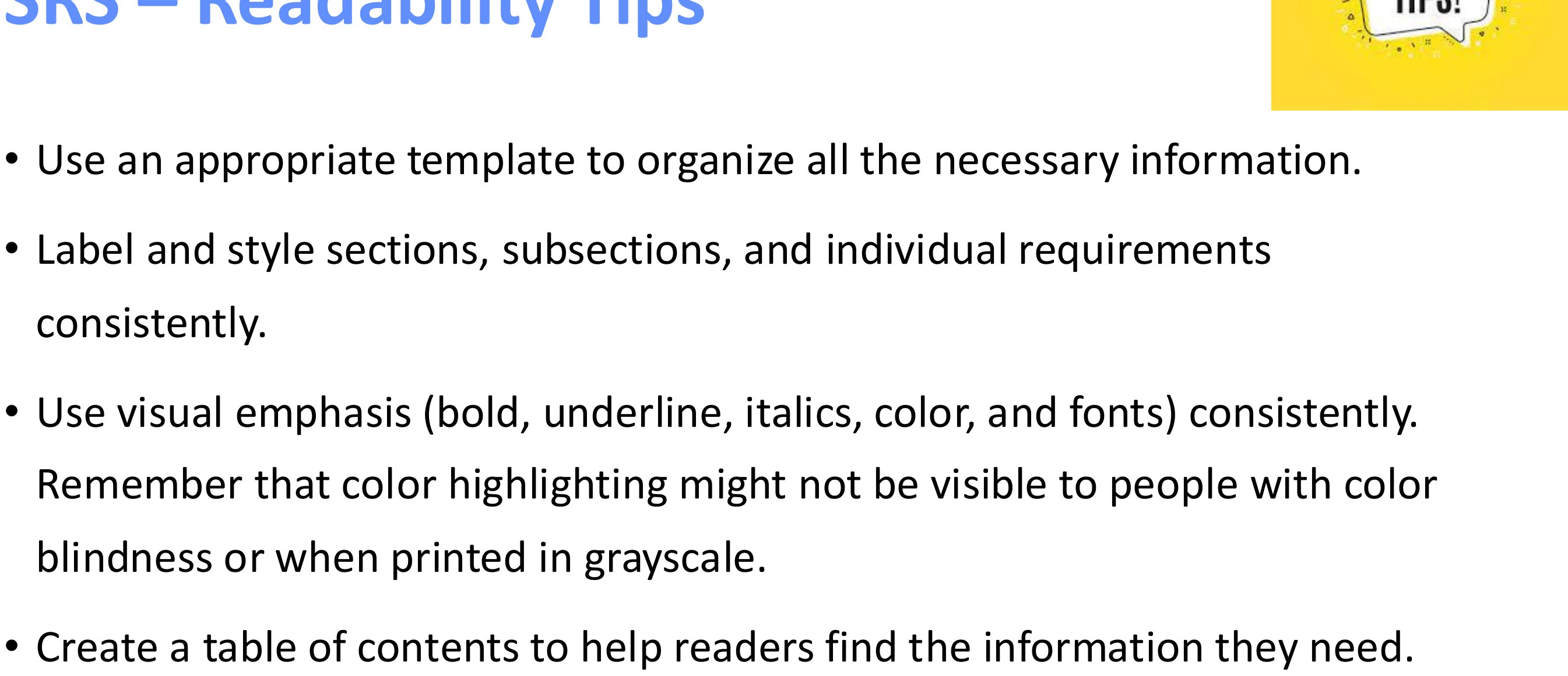 SRS – Readability Tips