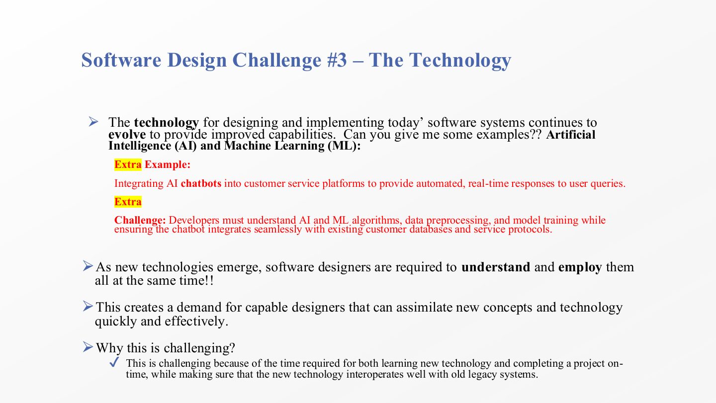Slide 22: Software Design Challenge #3 The Technology