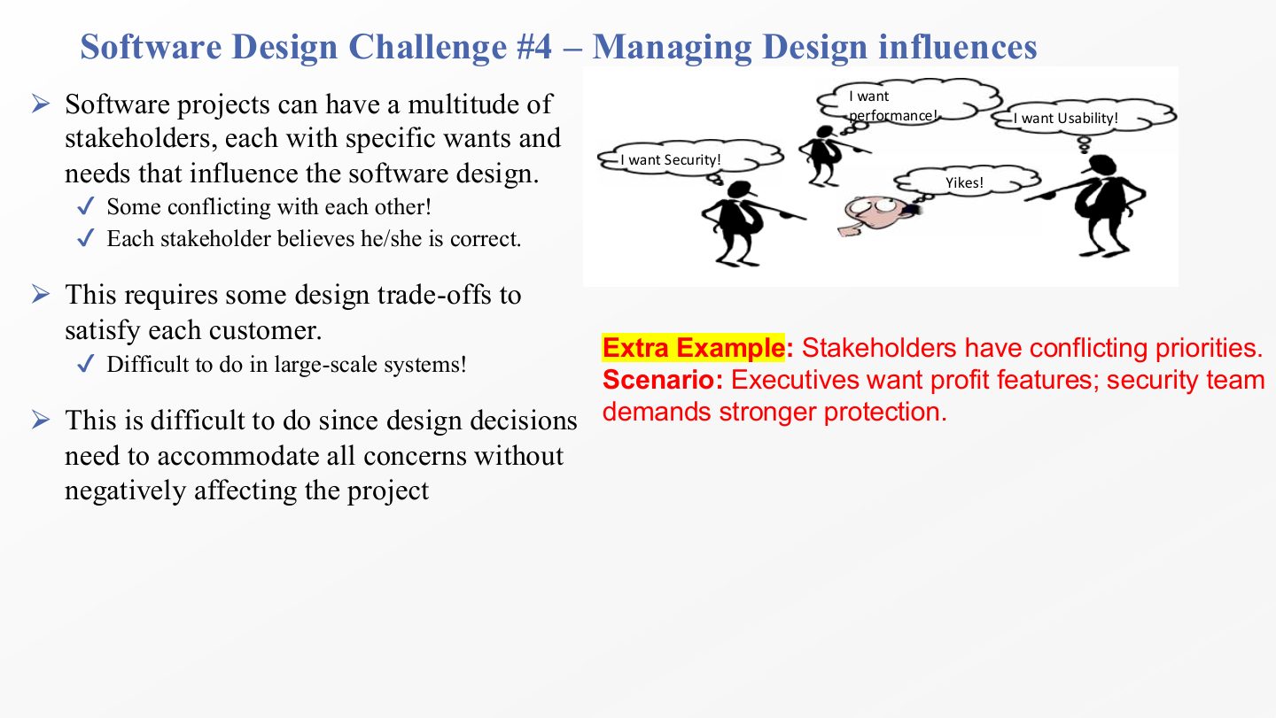 Slide 23: Software Design Challenge #4 Managing Design influences