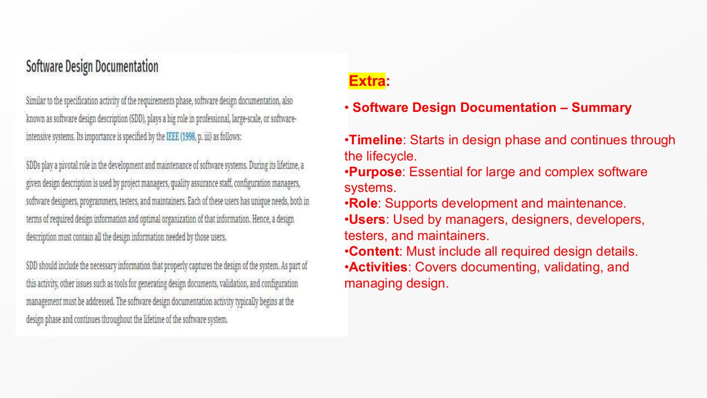 Slide 35: Extra: Software Design Documentation – Summary