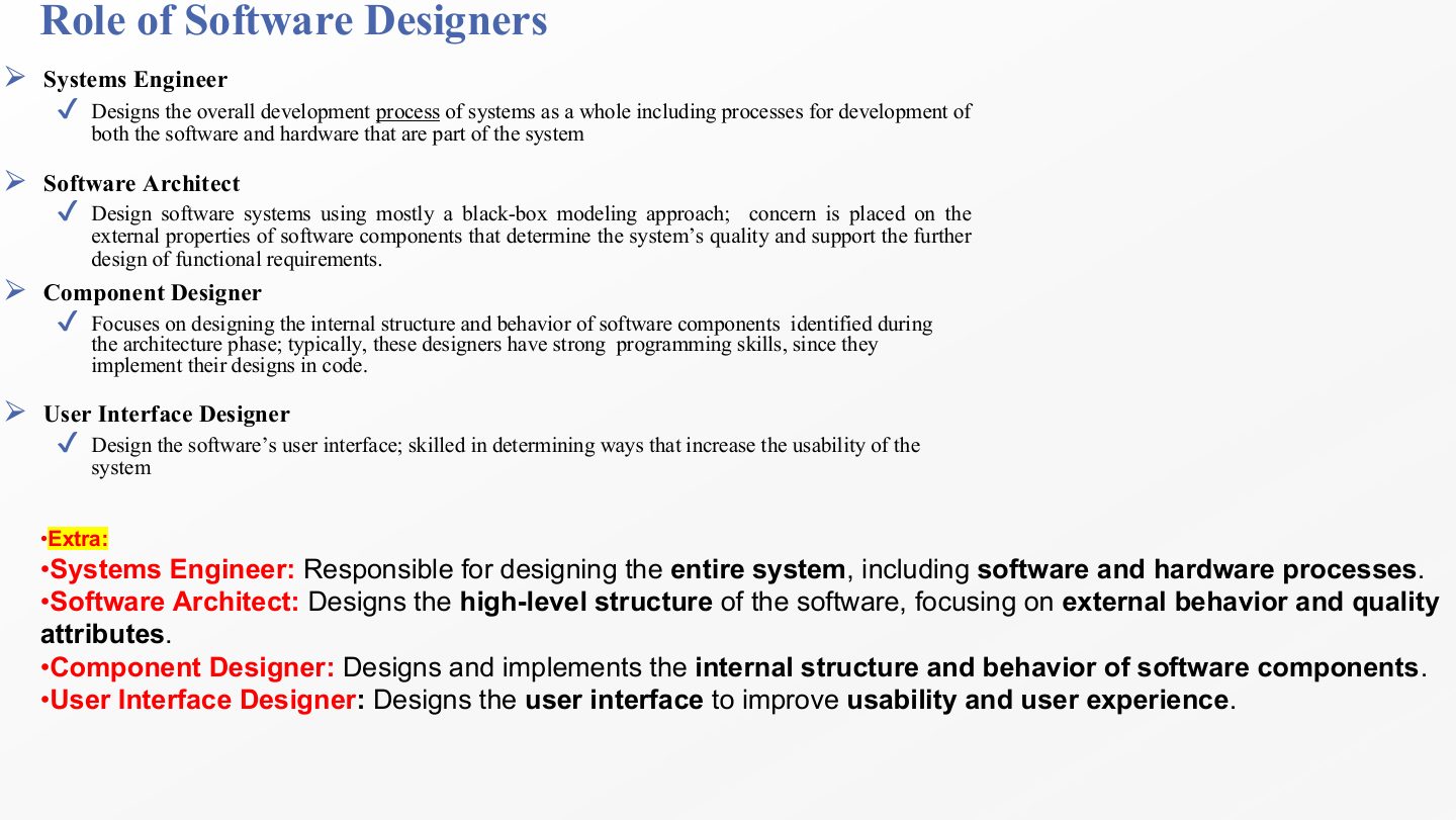 Slide 39: Role of Software Designers