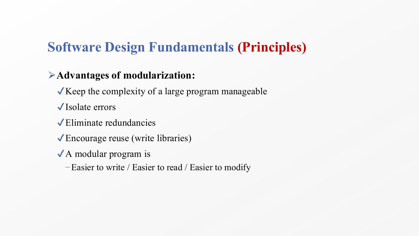 Slide 43: Software Design Fundamentals (Principles)