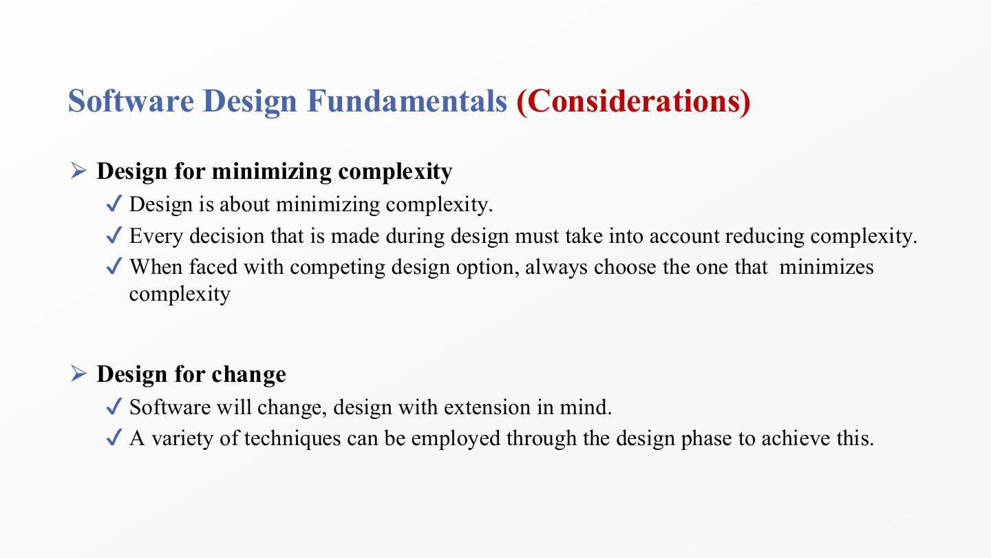 Slide 68: Software Design Fundamentals (Considerations)
