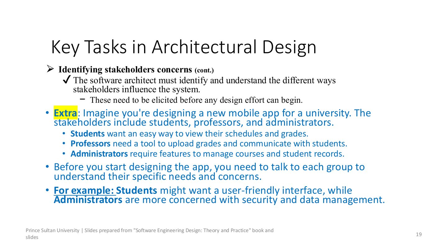 Slide 19: Key Tasks in Architectural Design