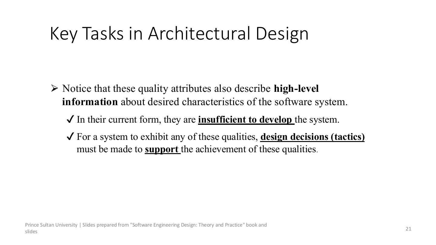 Slide 21: Key Tasks in Architectural Design