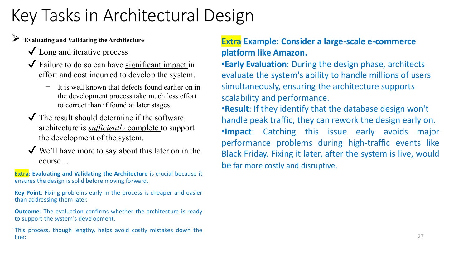 Slide 27: Key Tasks in Architectural Design
