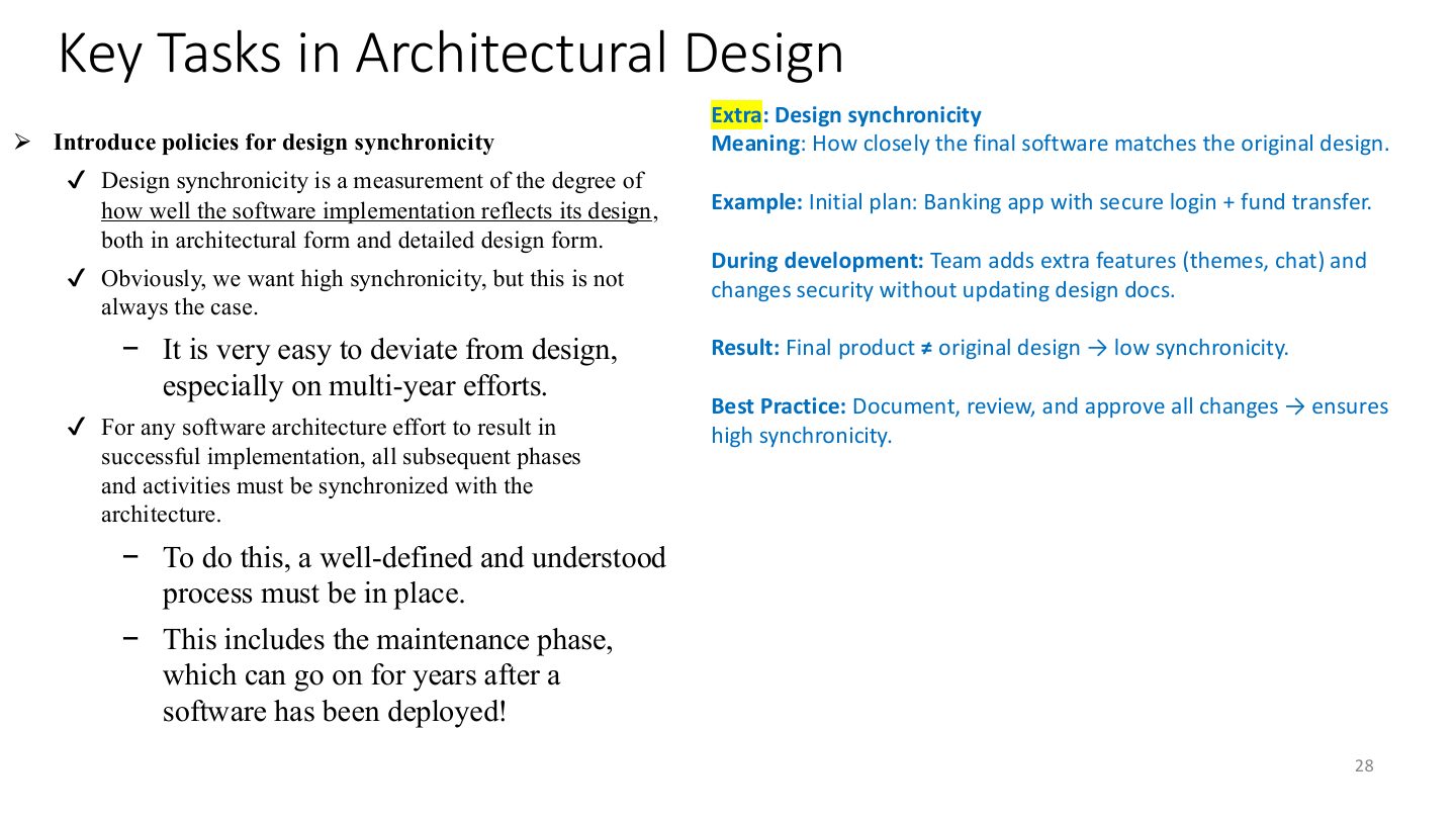 Slide 28: Key Tasks in Architectural Design